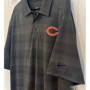 Nike Chicago Bears Gray Polo Shirt Striped Onfield Dri-Fit Men's Size 2XL NEW